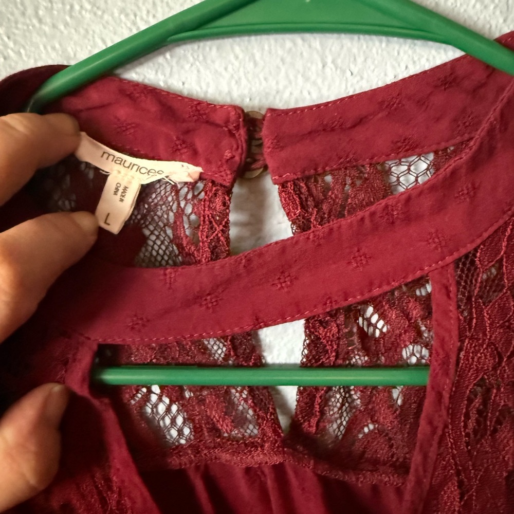 Maurices Burgundy Lace Blouse